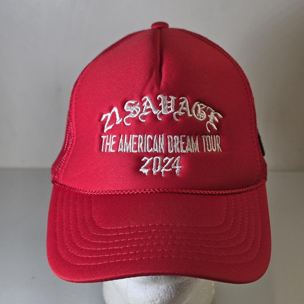 21 Savage The American Dream Tour Hat 2024 SnapBack RED WHITE Flag USA